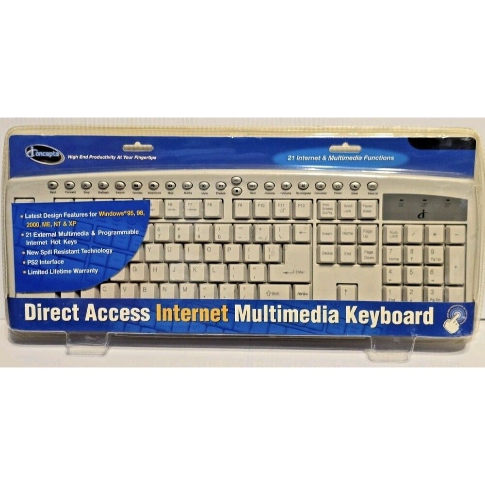 iConcepts Direct Access Internet Multimedia Keyboard for Windows 95,98,00 ME NT